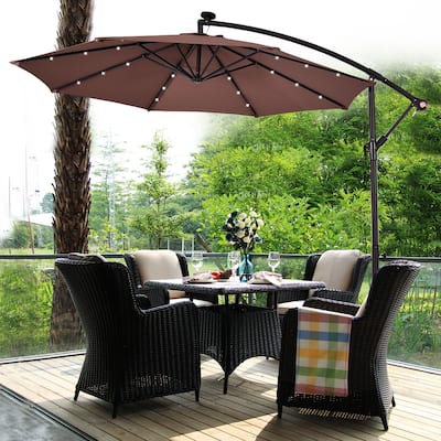 Patio Solar 10-foot Umbrella LED Sun Shade Offset with Cross Base