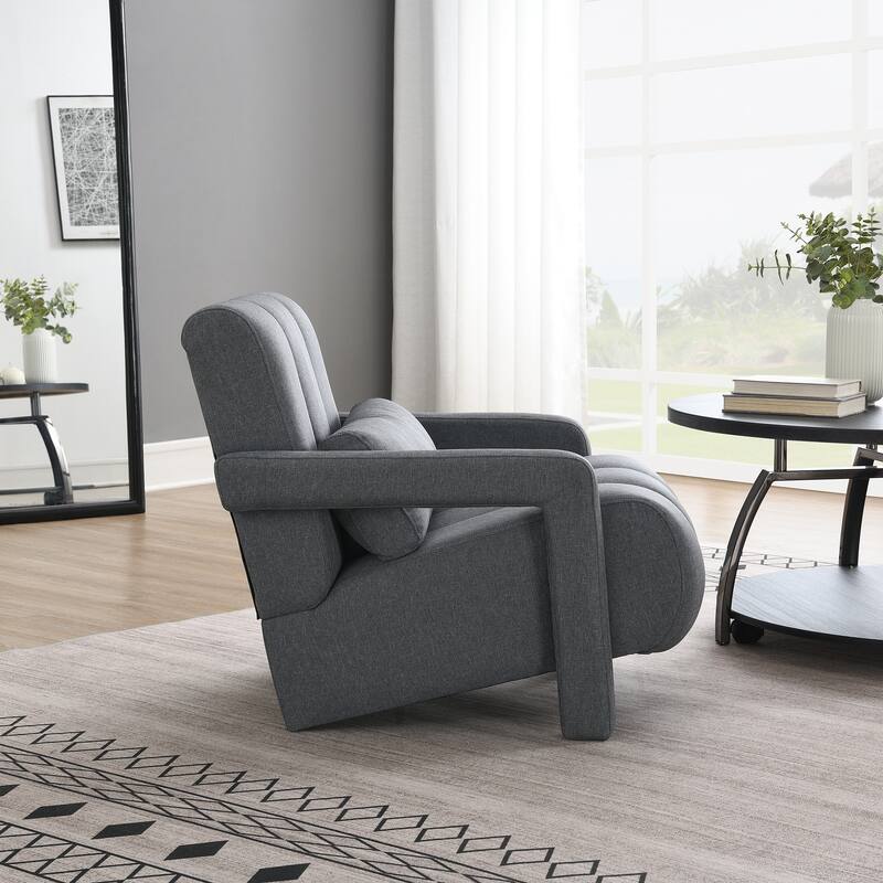 Dark Grey Living Room Decorative Chair Single Sofa Chair, Stylish Club Chair Padded Chair Lounge Chair with Armrests - Dark Grey