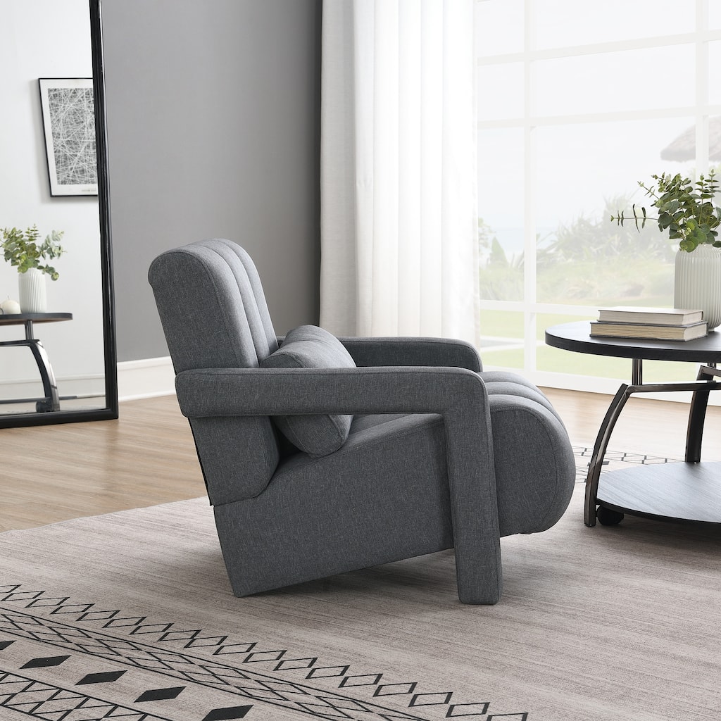 Dark Grey Living Room Decorative Chair Single Sofa Chair, Stylish Club Chair Padded Chair Lounge Chair with Armrests