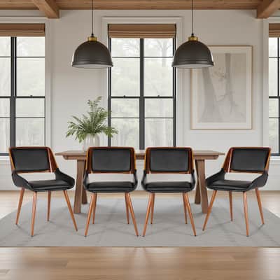 Mid-Century Modern Walnut Wood Upholstered Dining Chair