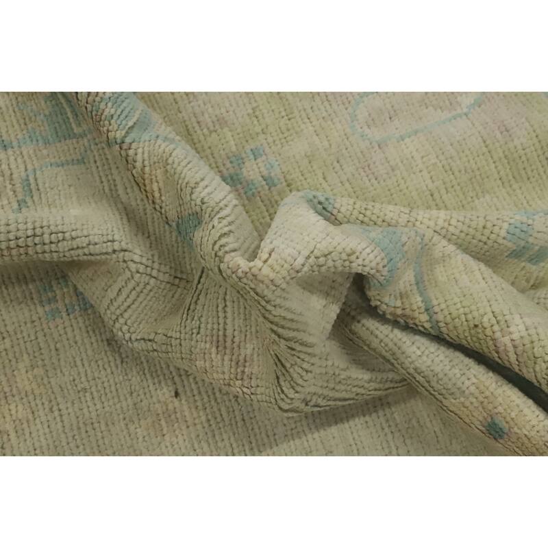 Vegetable Dye Wool Oushak Turkish Area Rug Floral Geometric - 12' 1'' X 8' 9''