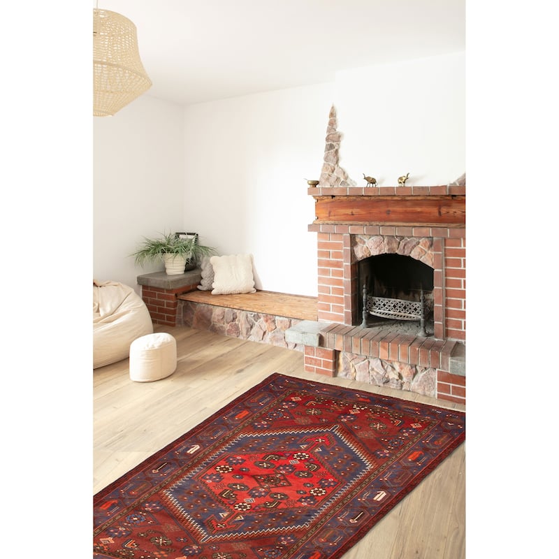 ECARPETGALLERY Hand-knotted Andelz Dark Red Wool Rug - 4' 1" x 6' 3"