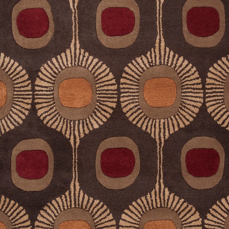Hand-Tufted Ella Geometric Wool Area Rug - 4' Round