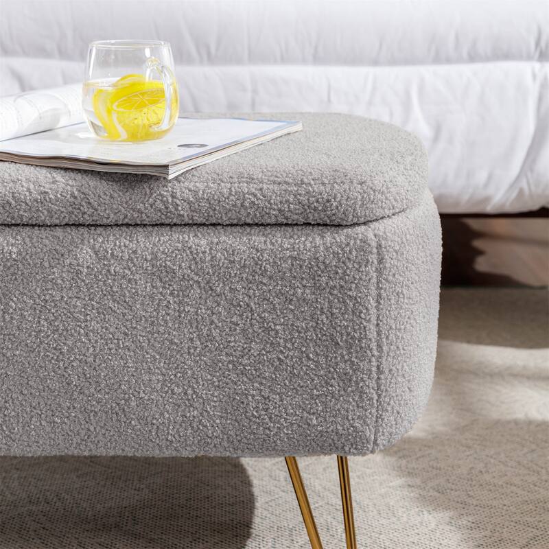 Modern Entryway Bench Ottoman Upholstered Padded with Storage