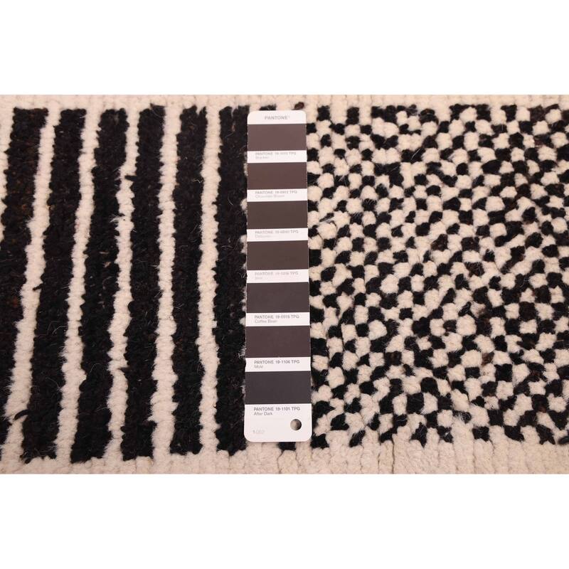 ECARPETGALLERY Hand-knotted Pak Finest Marrakesh Black, Cream Wool Rug - 8'0 x 9'11