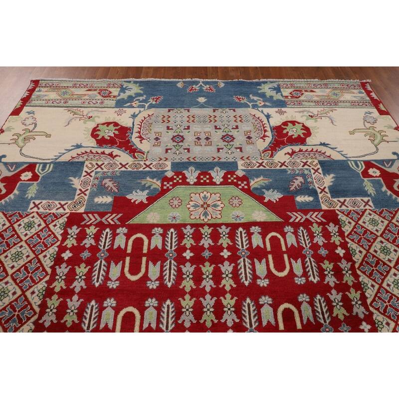 Traditional Kazak Oriental Area Rug Hand-Knotted Wool Carpet - 8'3" x 9'11"