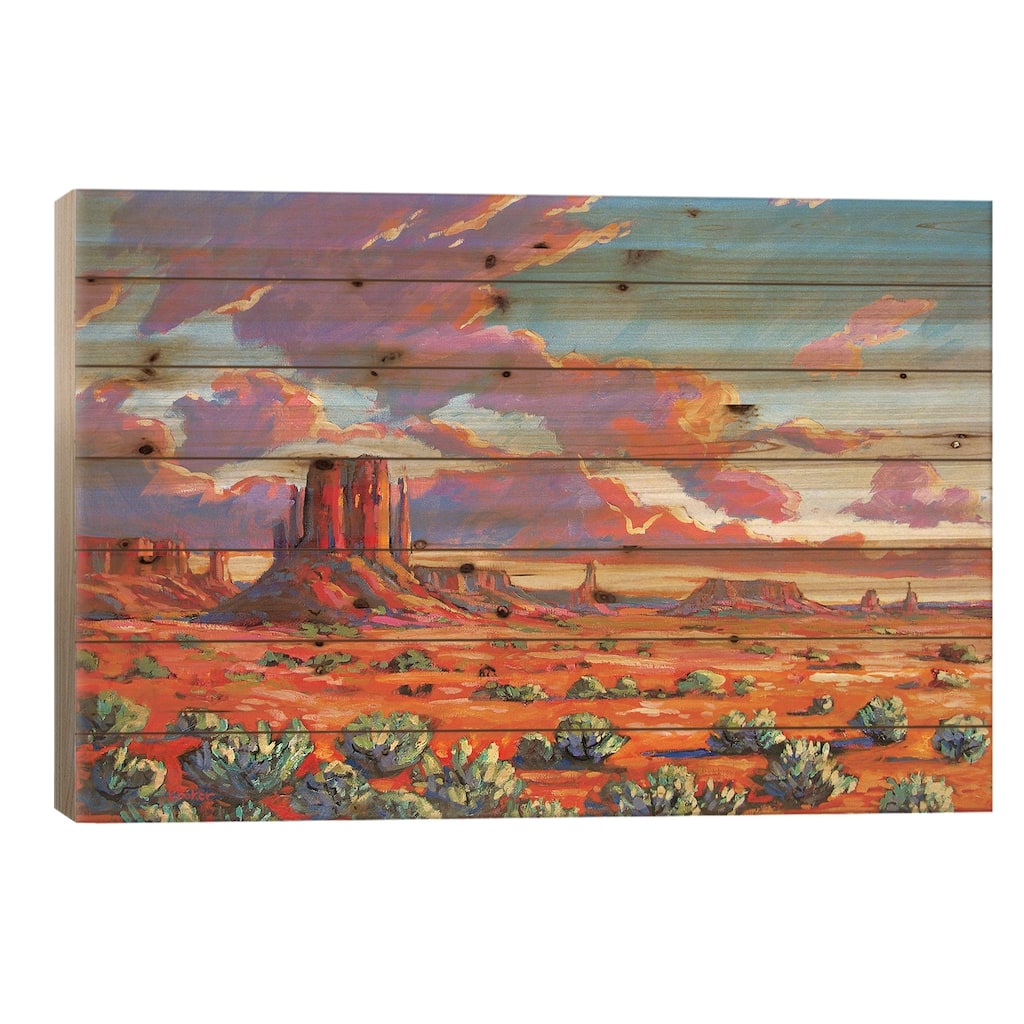 Monument Valley Sunset Print On Wood by Patty Baker - Multi-Color