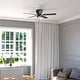 preview thumbnail 7 of 9, Cromwell 52 in. Matte Black Low Profile Flush Mount Ceiling Fan Reversible Black-Oak Blades, LED Light Kit Pull Chain and Remote