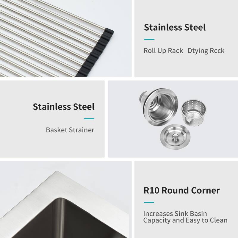 Undermount Stainless Steel Kitchen Sink 16 Gauge 10 Inch Deep Single Bowl Kitchen Sink Basin
