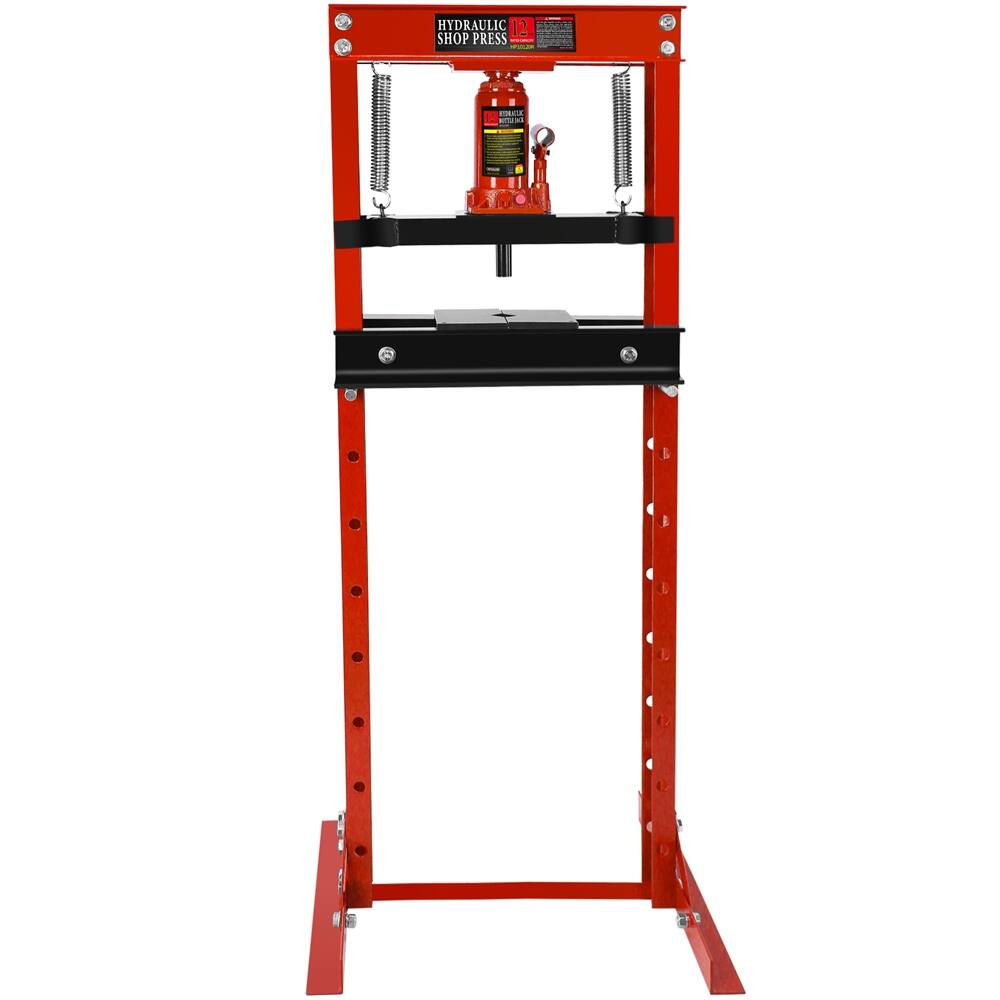 12 Ton Hydraulic Steel H-Frame Shop Press with Steel Plates