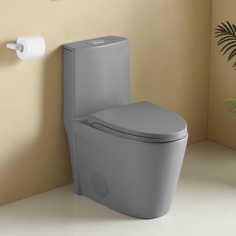 1.1/1.60 GPF Dual-Flush One Piece Toilet, Water-Saving Elongated Comfort Height Floor Mounted - LIGHT GREY - LIGHT GREY