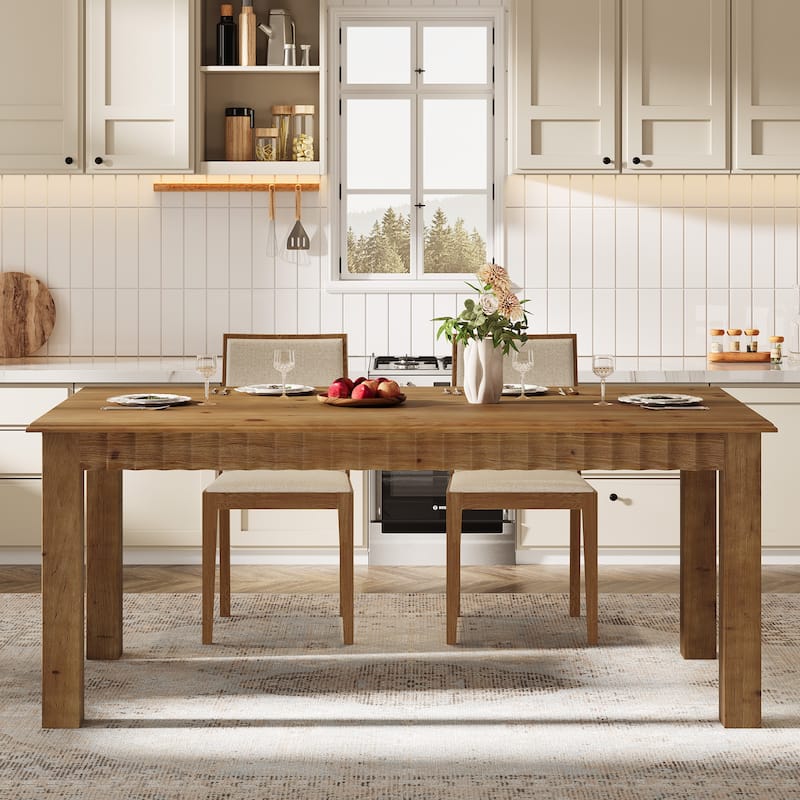 63-Inch Rectangular Solid Wood Dining Table for 4-6People - 62.99" L x 31.5" W x 29.53" H