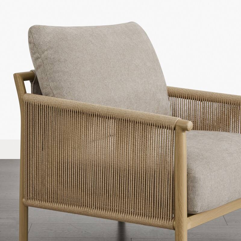 Spruce & Spring Braid Boho Accent Chair with Woven Paper Rope Armrest & Wood-Look Metal Frame