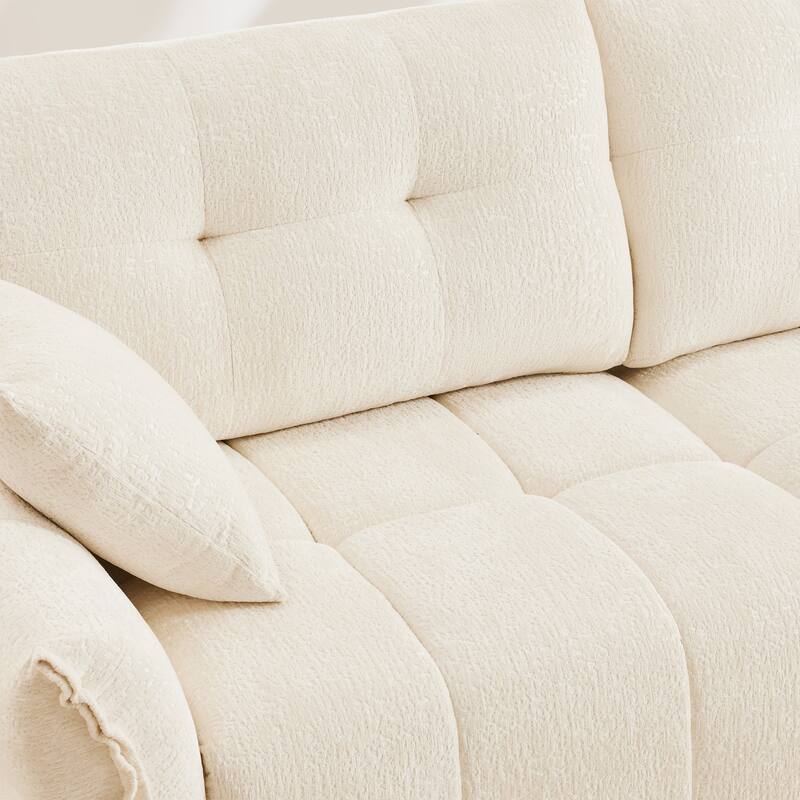 33 White Sofas White Chenille - Armless Seat and ottoman