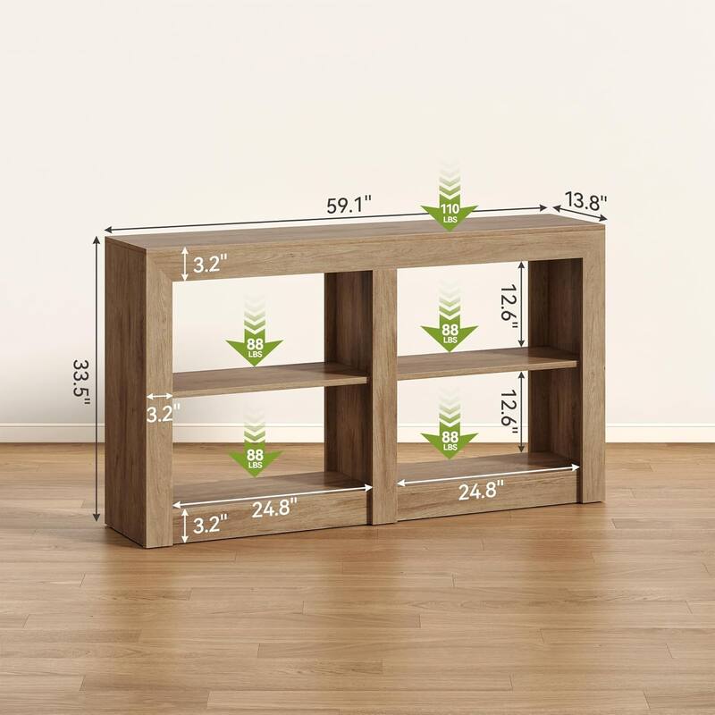 59-Inch Farmhouse Console Hallway Table for Entryway, Wood Console Behind Couch - 59.1" L x 13.8" W x 33.5" H