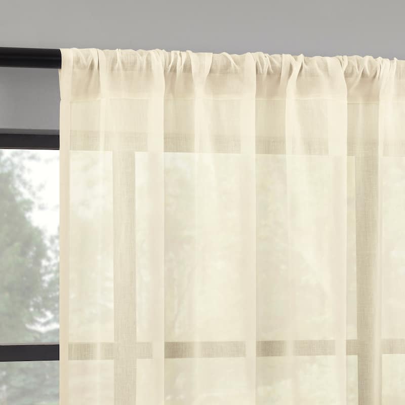 Indigo Road by Egypt Sherrod Nahla Cotton Sheer Rod Pocket 1-Piece Curtain Panel, Single Panel - 50" x 96" - Ivory