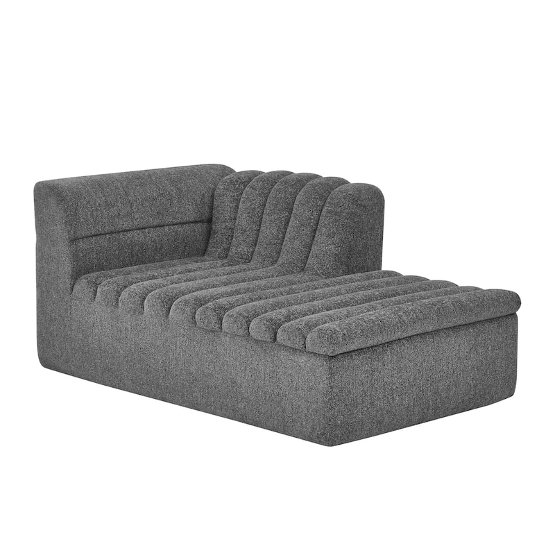 Roomfitters L-Shaped Modular Sectional Sofa with Chaise, Chenille Upholstery and Wave-Shaped Armrest