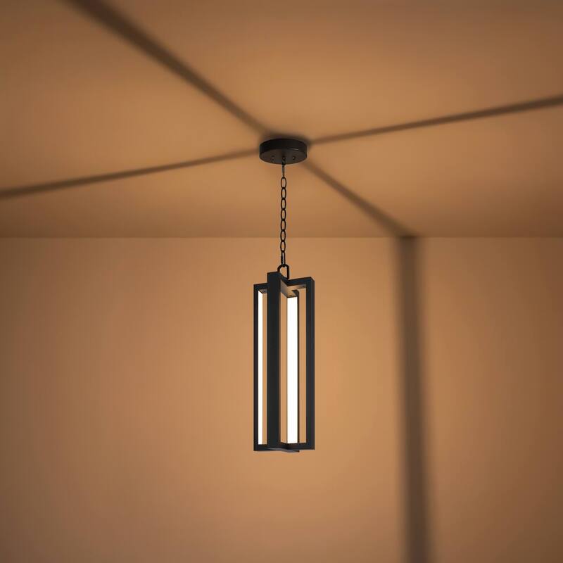 20" Outdoor Pendant Lights LED Black Exterior Ceiling Hanging Lantern - 20.2 inch
