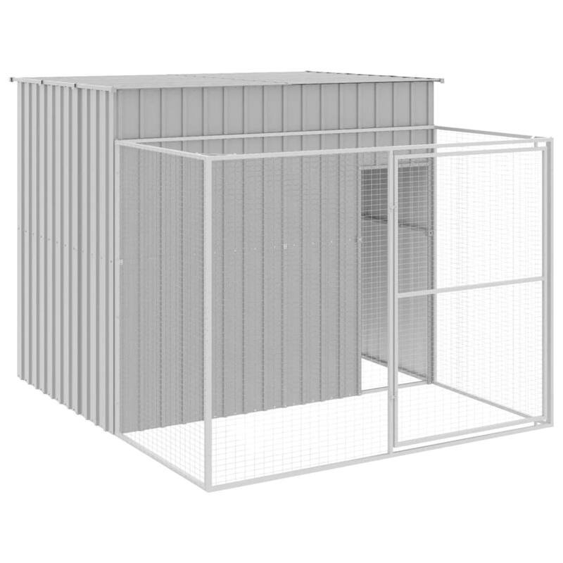 vidaXL Dog House with Run Light Gray/Anthracite multisize Galvanized Steel