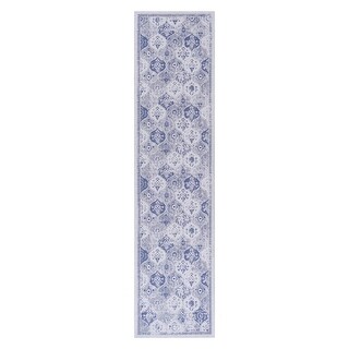 LOOM & LUXE Blue 2'6''x10' Blue Runner Area Rugs - 120" D x 30" W x 0.14" H