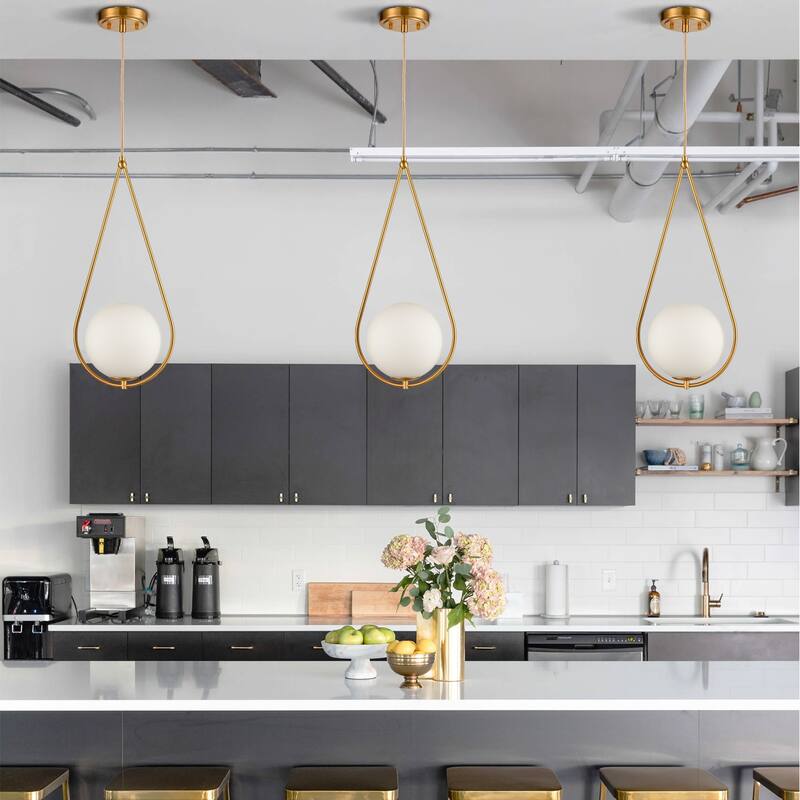 Polignano Single Globe Pendant Light Gold, Rain-Drop Shape, 1-Light