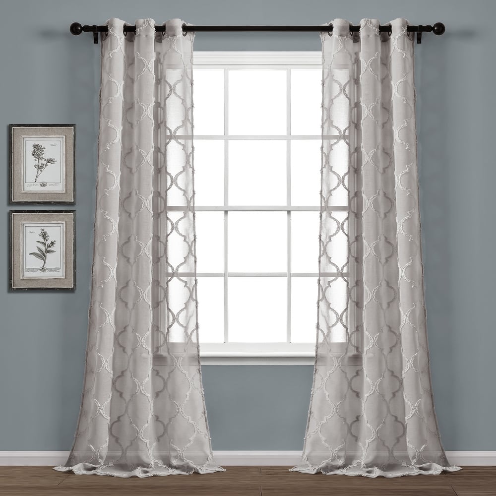 Lush Decor Avon Trellis Grommet Sheer Window Curtain Panel Pair