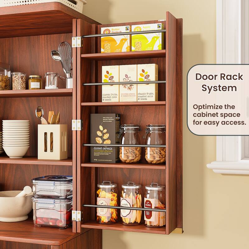 Rossetta Modern Fluted Design Sturdy Kitchen Pantry with Shelves, Anti-Fall Devices