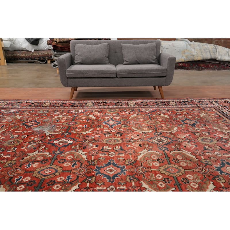 Hand Knotted Oriental 100% Wool Carpet Traditional Floral Oranges & Rust Malayer Area Rug - 12' 6'' X 10' 0''