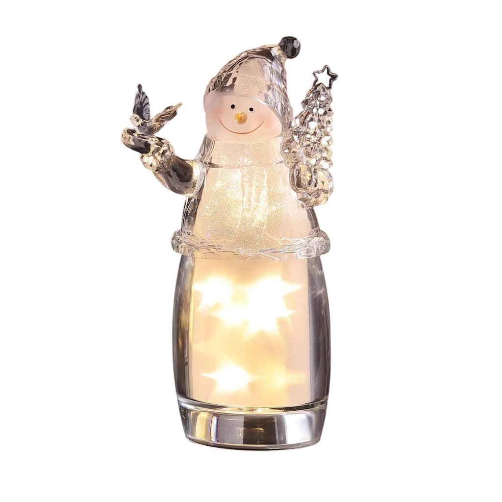 LED lighted Snowman Figurine Christmas Decoration - 9.25" - Set of 2