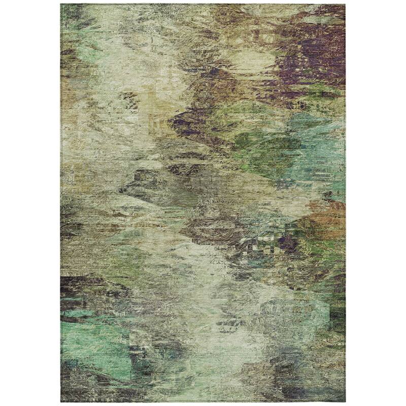 Machine Washable Indoor/ Outdoor Chantille Abstract Watercolor Rug