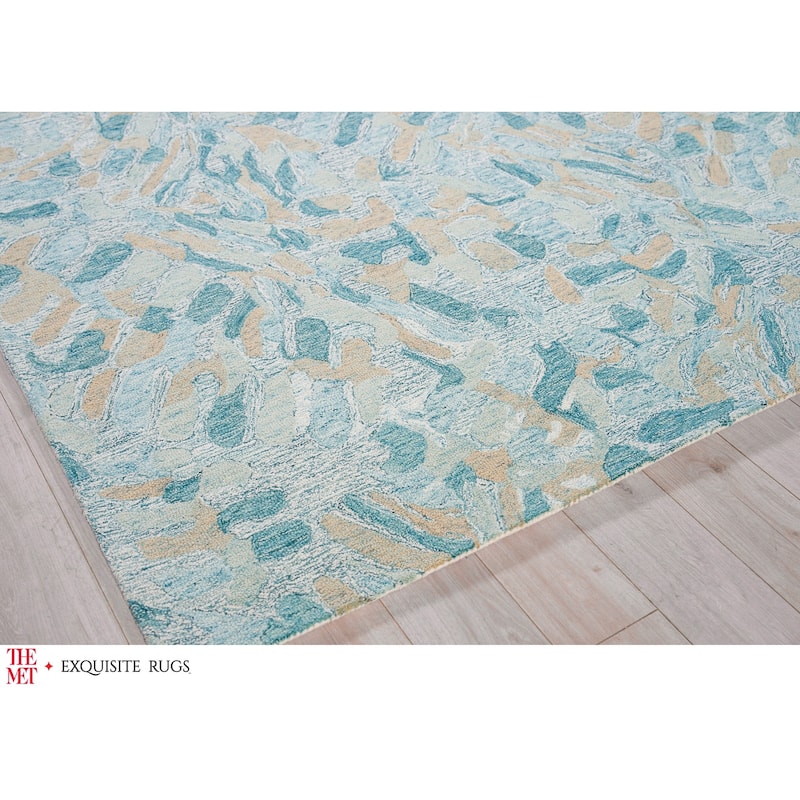 The Met X Exquisite Rugs Botanica Turquoise/Ivory/Multi Area Rug