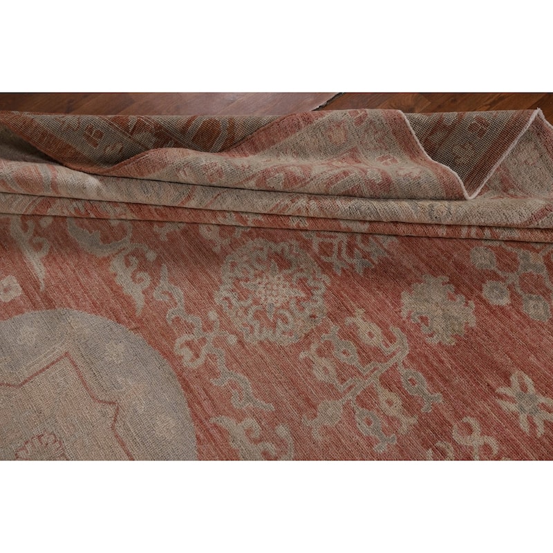 Geometric Oushak Turkish Large Rug Handmade Wool Carpet - 10'2"x 13'8"