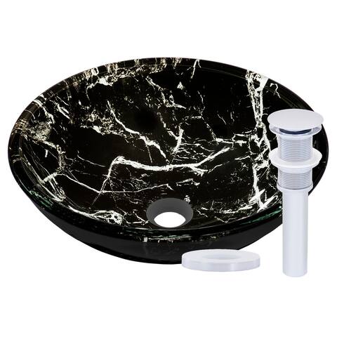 Miseno Circular 16-1/2" Tempered Glass Vessel Bathroom Sink
