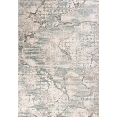 Domani Ekaterina Ivory/Mist Distressed Abstract Rug