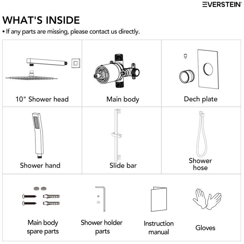 Slide Bar High-Pressure Balancing Shower System 10" Rainfall Shower Head with Handheld Shower