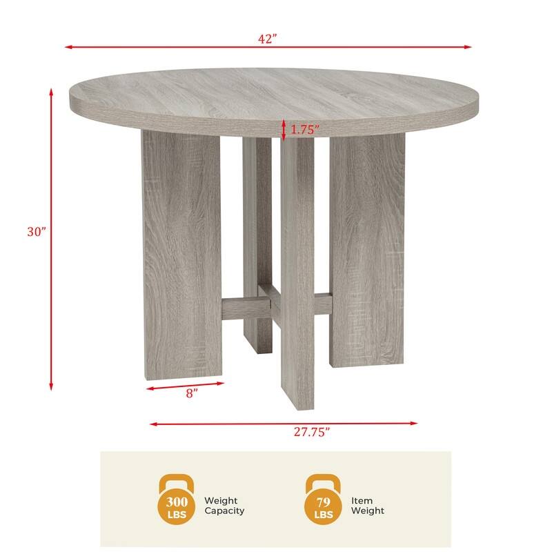 Beset Master Furniture Marian Grey Oak Wood Round Dining Table