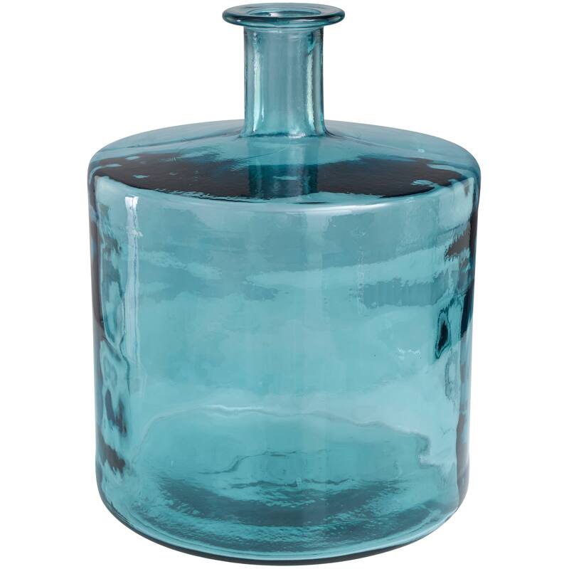 Teal Recycled Glass Handmade Spanish Bottleneck Decorative Vase 14"W, 17"H Bed Bath & Beyond