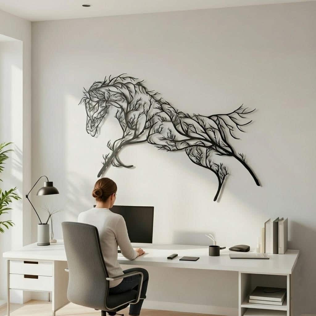 Tree Horse Metal Wall Decor for Home and Outside