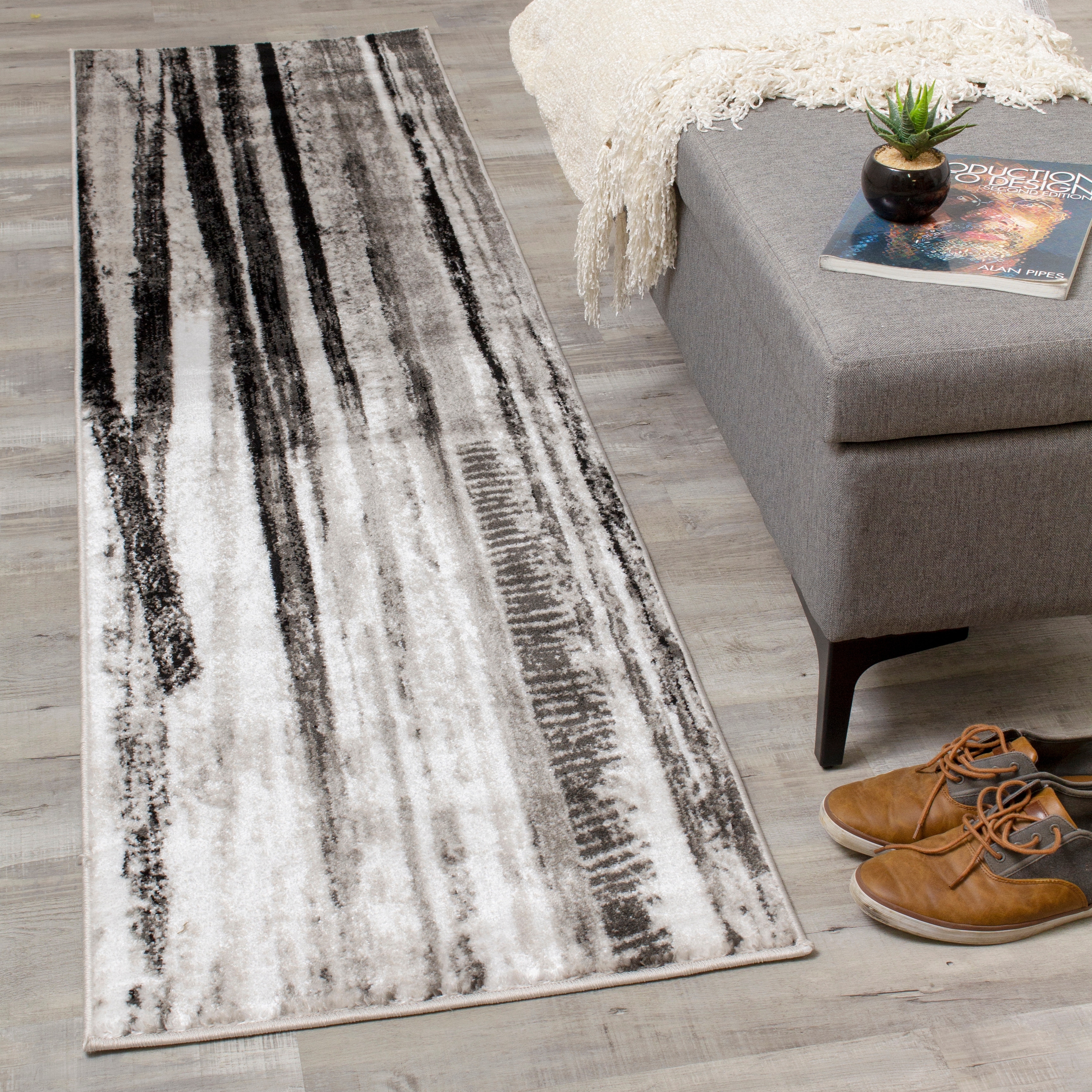 Perry Collection - Grey/White Modern Rug, image size:3456x3456