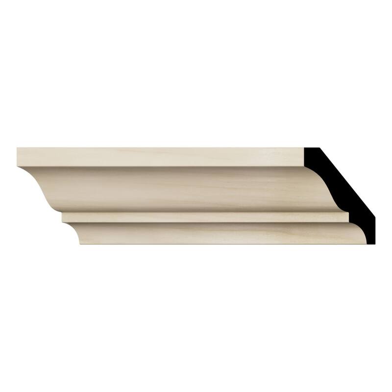 WM52: 2-1/4-in H x 1-2/3-in P x 2-3/4-in F x 96-in L Americraft Solid Hardwood Stain Grade Crown Moulding - Poplar