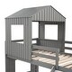 preview thumbnail 11 of 11, Twin-Full Playhouse Bunk Bed wFarmhouse, Slide, Windows, Ladder - Grey