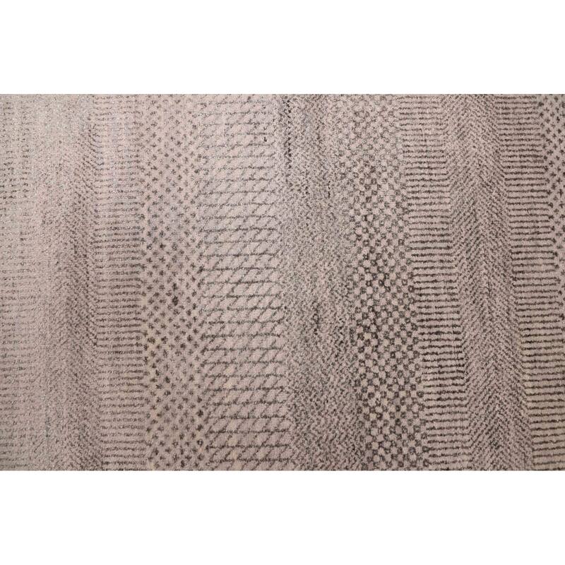 ECARPETGALLERY Hand-knotted Finest Silk Shadow Light Grey Viscose, Wool Rug - 6'0 x 9'3