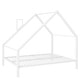 preview thumbnail 7 of 8, White Full Size Metal House Platform Bed with Roof and Charming Chimney