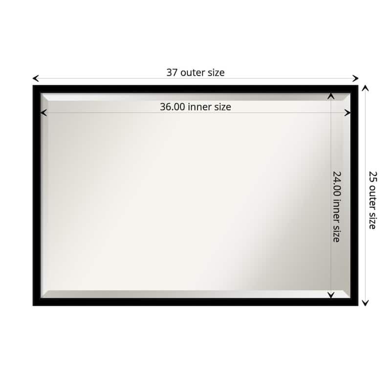 Beveled Bathroom Wall Mirror - Jet Frame - Outer Size: 37 x 25 in - Jet Black