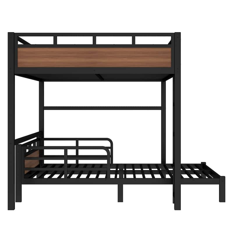 Sturdy Metal Bunk Bed, Queen/Queen & Twin XL/Twin XL with Security Fence