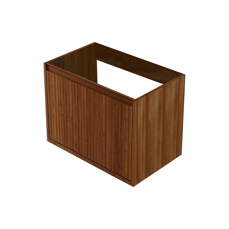 GDFStudio - Aero Modern Mid-Century Wall-Mounted Bathroom Vanity Base with Soft Close Drawer & Storage Spaces, WITHOUT Sink