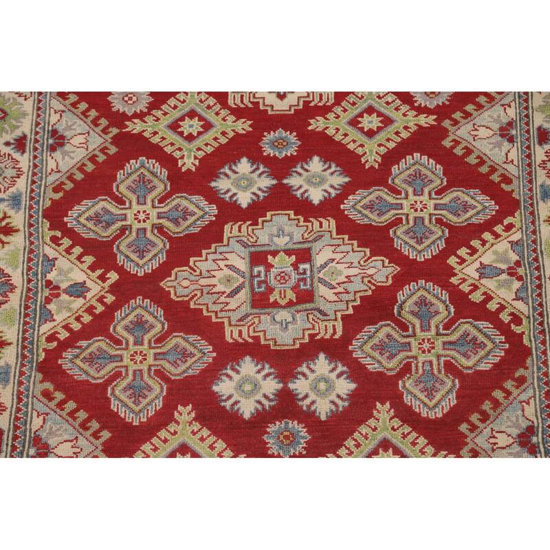 Red Kazak Area Rug Hand-Knotted Traditional Wool Carpet - 5'1" x 6'5"