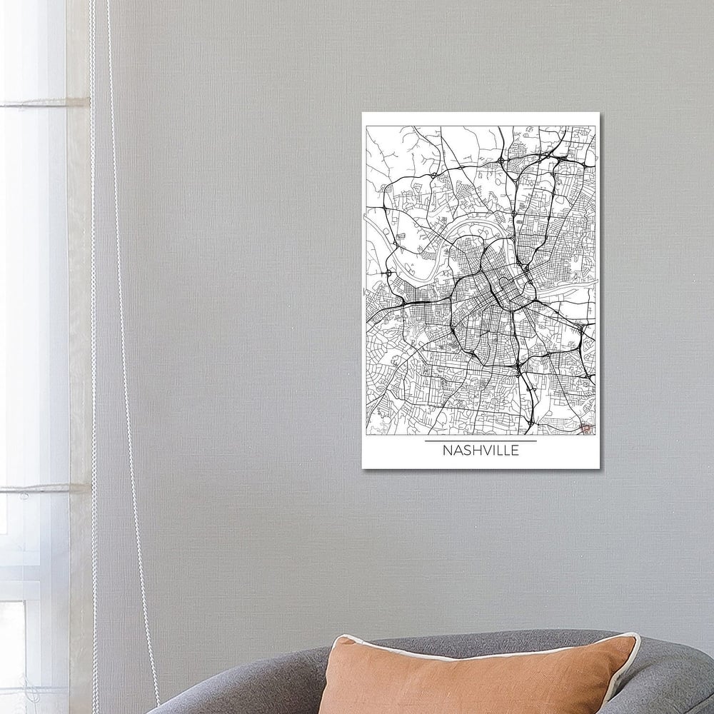 iCanvas "Nashville Minimal Urban Blueprint Map" by Hubert Roguski Canvas Print