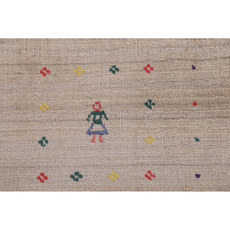 Gabbeh Area Rug Hand-Knotted Tribal Wool Carpet - 7'10" x 9'10"