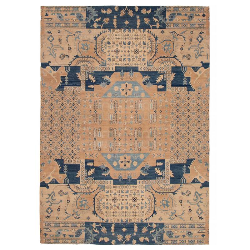 ECARPETGALLERY Hand-knotted Finest Ghazni Tan Wool Rug - 9'7 x 13'4 - Tan - 9'7 x 13'4